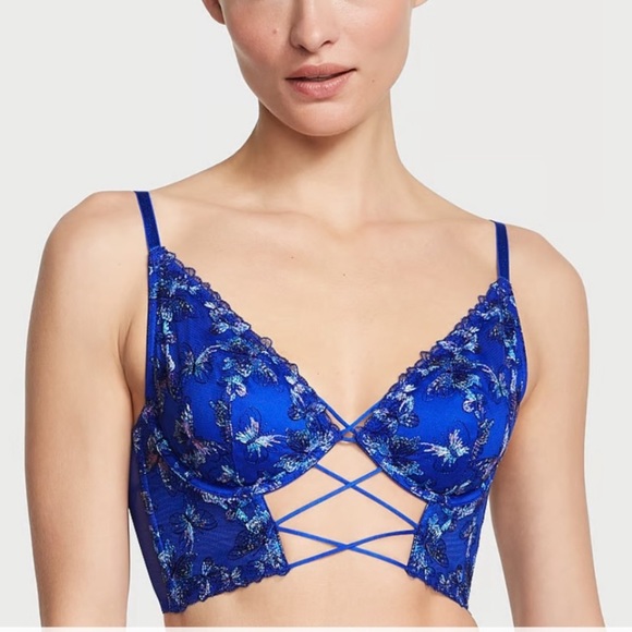 Victoria's Secret Tops Victorias Secret Very Sexy Blue Butterfly Embroidery Corset Top Size